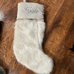 Restoration hardware stocking monogrammed “Kristin” light grey
